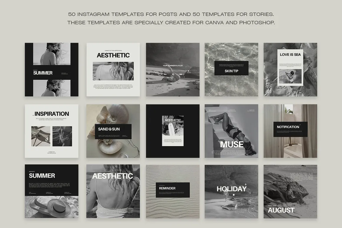 1500 Aesthetic Instagram Templates