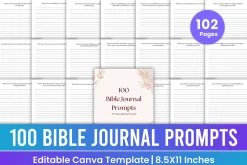 100 Bible Journal Prompts Canva Kdp