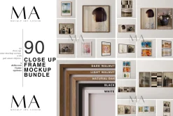 90 Close up Wood Frame Mockup Bundle