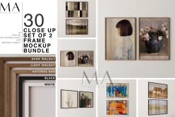 90 Close up Wood Frame Mockup Bundle