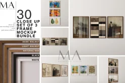 90 Close up Wood Frame Mockup Bundle