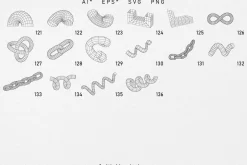 136 3D Wireframe vector shapes