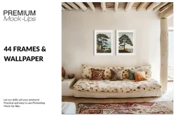 44 Frames and Wallpaper Mockup