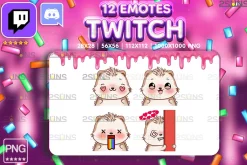 12 Hedgehog Twitch Emotes Pack