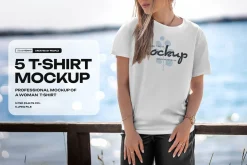 5 Mockup T-Shirt on a Woman