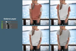 5 Mockup T-Shirt on a Woman