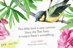 30% OFF! Watercolor Flowers and Bird