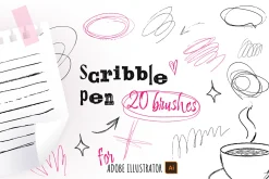 20 Scribble ink pen brushes