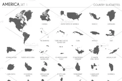 233 Silhouettes of Countries