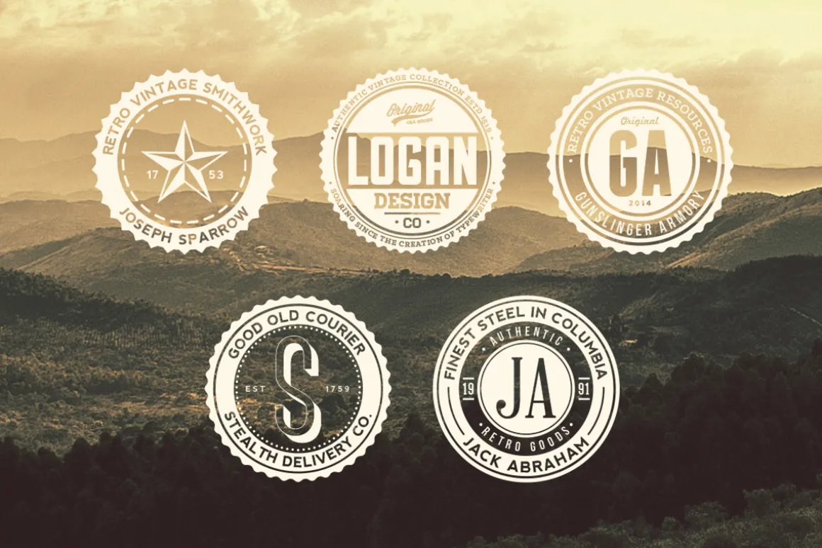 11 Trendy Vintage Badges Volume 1