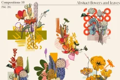 Abstract flowers and leaves