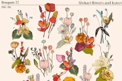 Abstract flowers and leaves