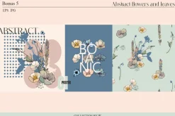Abstract flowers and leaves