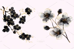 Abstract Black Flowers Clipart