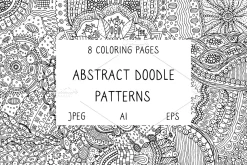 Abstract Doodles - 8 coloring pages