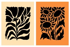 Abstract flower wall art posters set