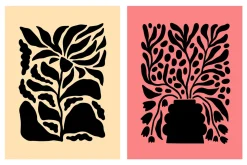 Abstract flower wall art posters set