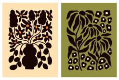 Abstract flower wall art posters set