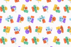 Abstract line faces seamless pattern