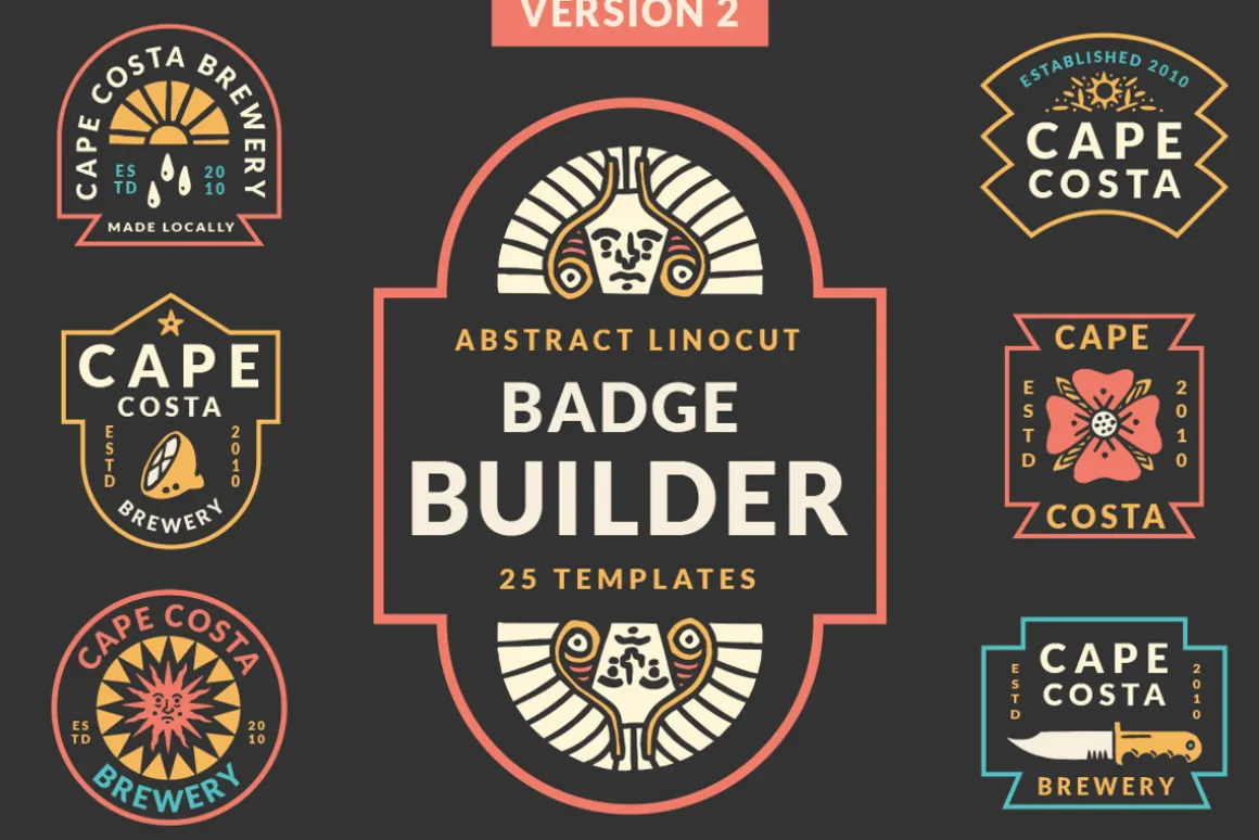 Abstract Linocut Badge Builder V2