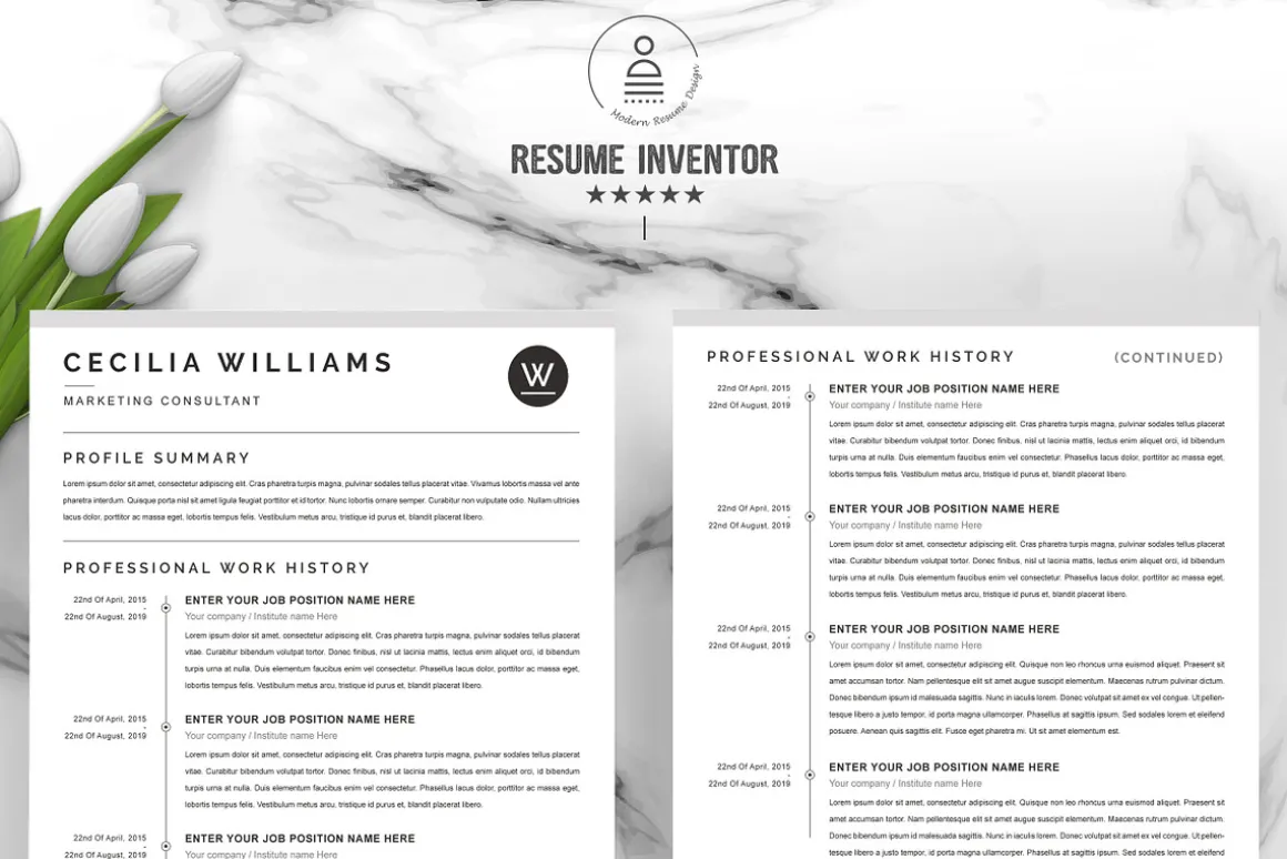 A4 Curriculum Vitae + Cover Letter
