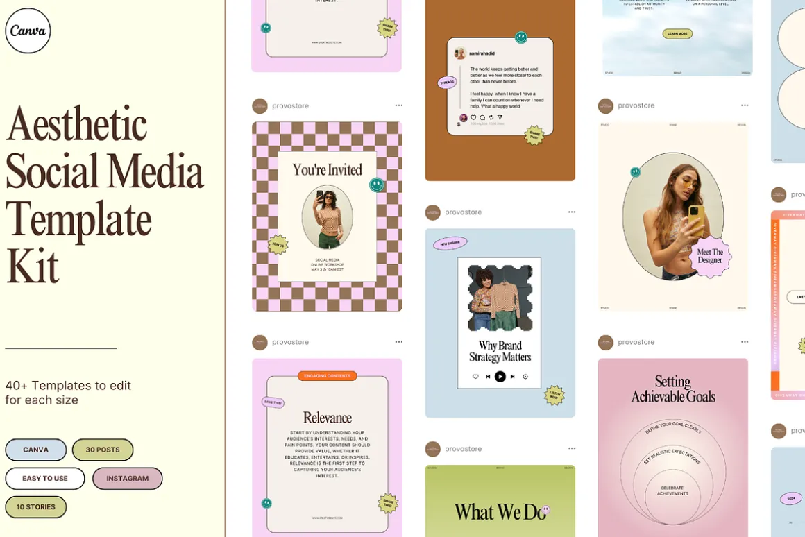 Aesthetic Social Media Template Kit