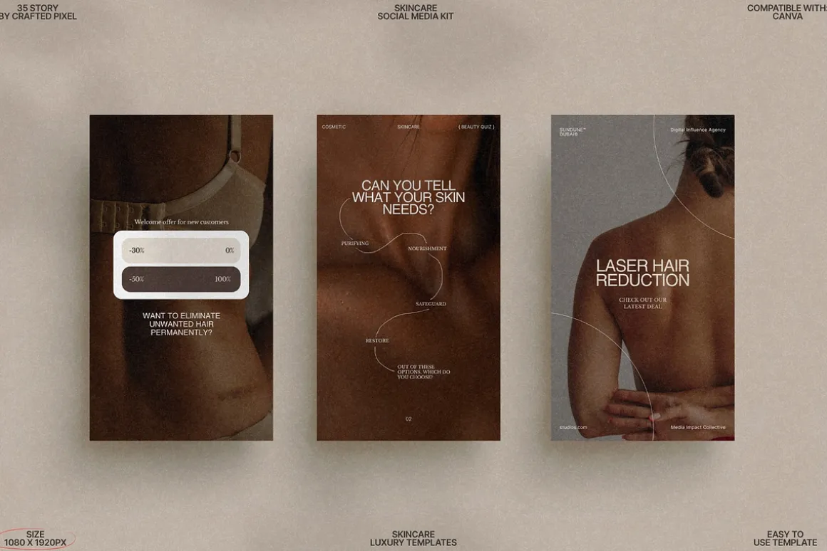Aesthetic Skincare Canva Story Pack