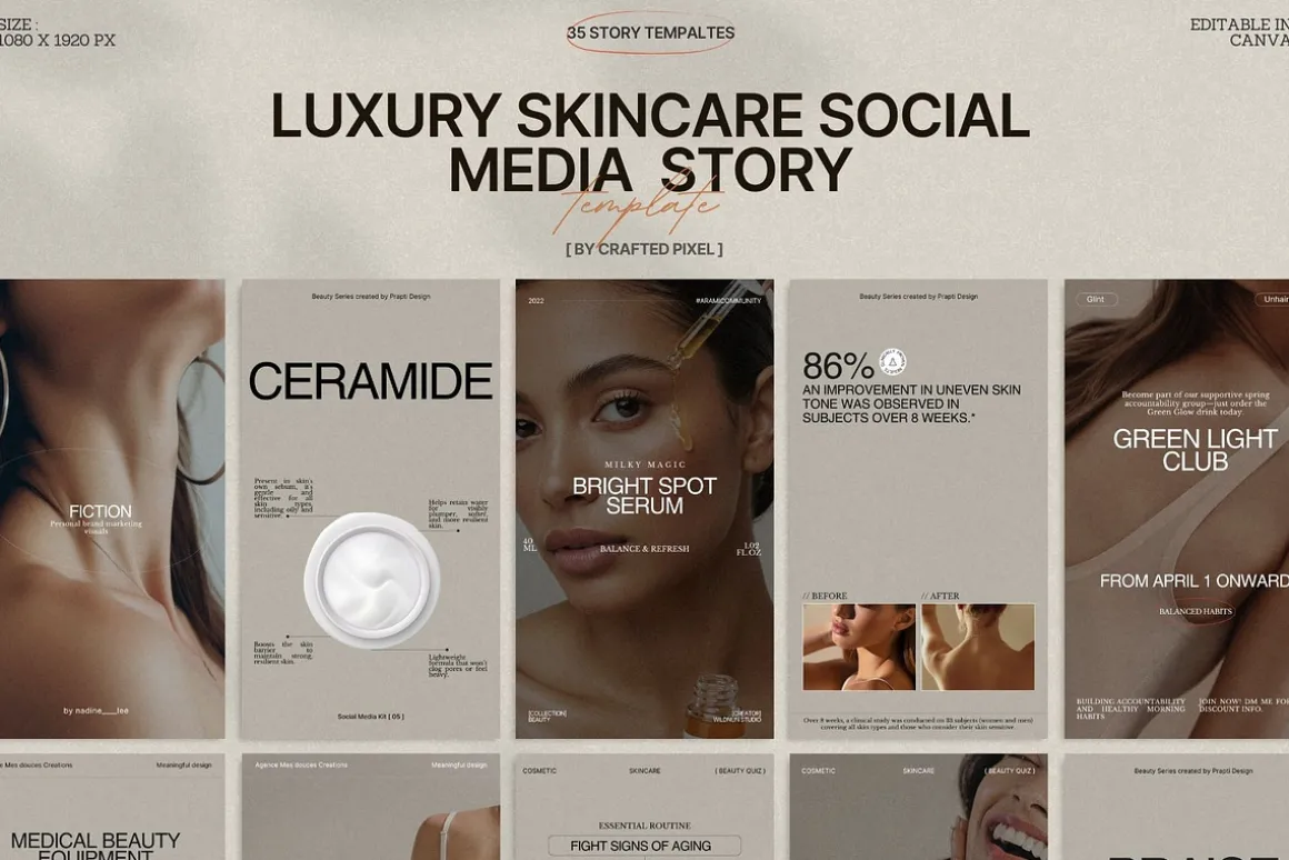Aesthetic Skincare Canva Story Pack