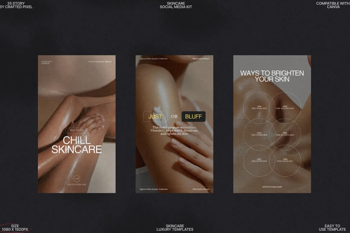 Aesthetic Skincare Canva Story Pack