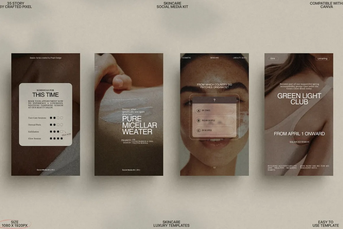 Aesthetic Skincare Canva Story Pack