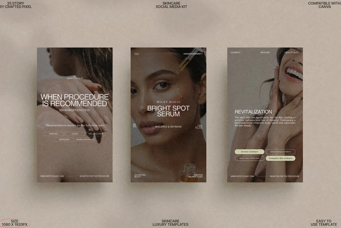 Aesthetic Skincare Canva Story Pack