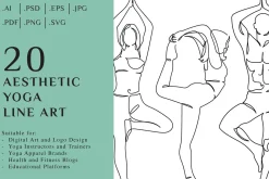 20 Aesthetic Yoga Line Art Vol-2