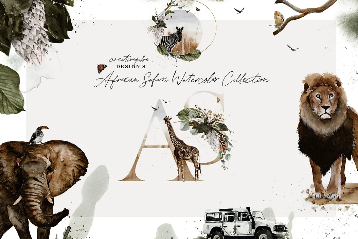 African Safari Watercolor Collection