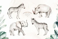 African animals watercolor set