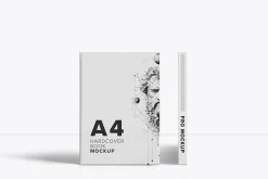 A4 Hardcover Book Mockup Front-Spine