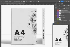A4 Hardcover Book Mockup Front-Spine