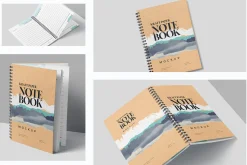 A5 Kraft Paper Spiral Book Mockups