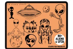 Aliens & UFOs - Procreate Stamp Set