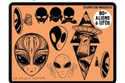 Aliens & UFOs - Procreate Stamp Set