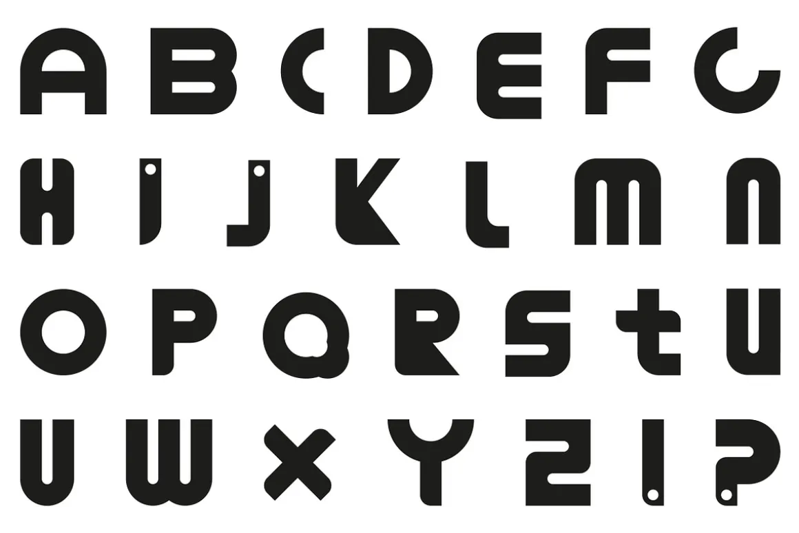 Alphabet set. Minimalist b&w font.