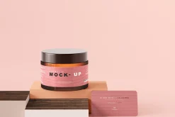 Amber Glass Cosmetic Jar Mockups