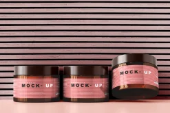 Amber Glass Cosmetic Jar Mockups