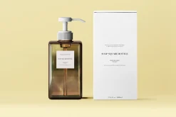Amber Glass Soap Pump Bottle Mockup