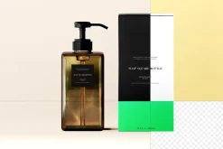 Amber Glass Soap Pump Bottle Mockup