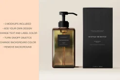 Amber Glass Soap Pump Bottle Mockup