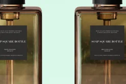 Amber Glass Soap Pump Bottle Mockup