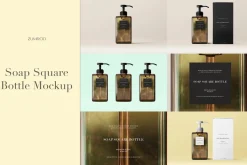 Amber Glass Soap Pump Bottle Mockup