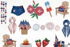 Americana Fashion Girl Clip Art