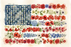 American flag made of flowers Design