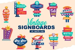 American Retro Motel Signboard Set